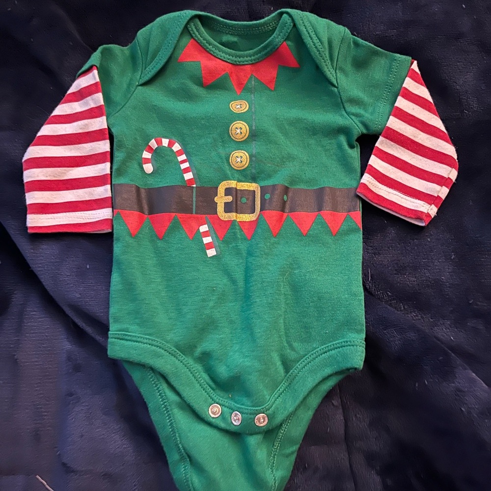 Holiday Time Green and Red Elf Bodysuit